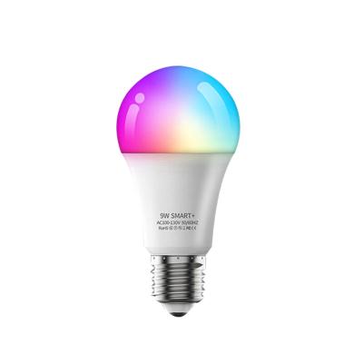 China Warehouse Tuya Alexa Google Home Control Compatible Dimmable Wifi Smart 9W Multicolor Light Bulb for sale