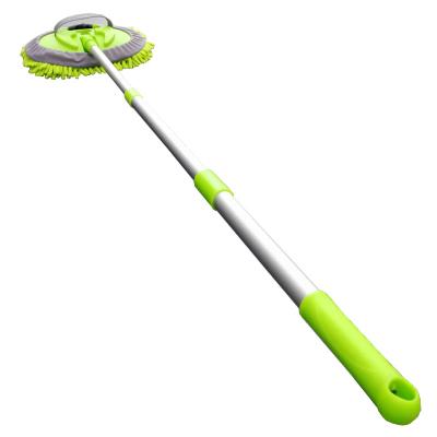 China Portable Detachable Flexible Round Brush Three-section Telescopic Aluminum Alloy Rod Car Wash Mop for sale