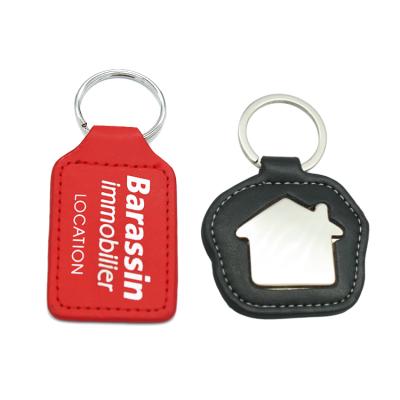 China Durable Hot Promotional Fake Key Ring Custom Leather 3D Key Tags PU Key Chain for sale