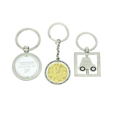 China Durable Cheap Die Cast Custom Logo Double Side Printed Epoxy Rotating Key Chain For Car Key for sale