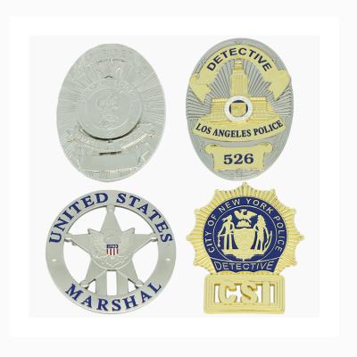 China Custom USA Manufacturer Emblem Brooches Pins Brooches USA Metal Security Badge for sale