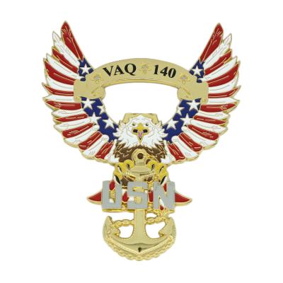 China Gold Supplier China USA Customized Sheriff 3D Metal Chaplain Badges USA Eagle Army Uniforms Scout Security for sale