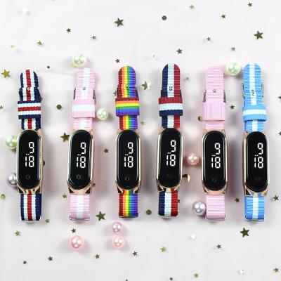 China Dropshipping Newest 2021 Newest Dropshipping Kids Boys Girls Gifts Nylon Rope Strip Cartoon LED Touch Screen Boys Watches Digital for sale