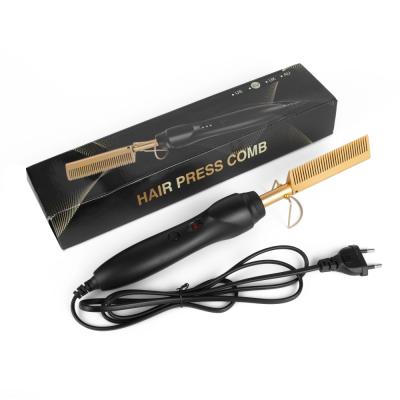 China Custom Home/Salon Electric Steam 500f Degree Logo Dropshipping Mini Hair Straightening Irons Manufacturers Copper Hot Press Comb for sale