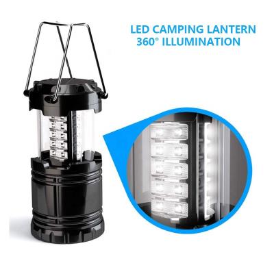 China 30 LED Illumination Camping Lantern Battery Operated Bright Portable Waterproof 360 For Outdoor, Blackouts, Other Emergency Use for sale