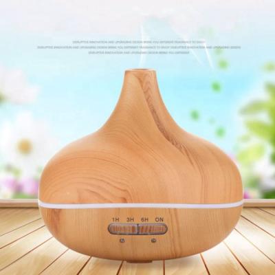 China Sustainable Wooden Grainy Aroma Essential Oil Diffuser 400ml, Mist Humidifier 7 Color LED Night Light with Ultrasonic Timer and Remote Control for sale