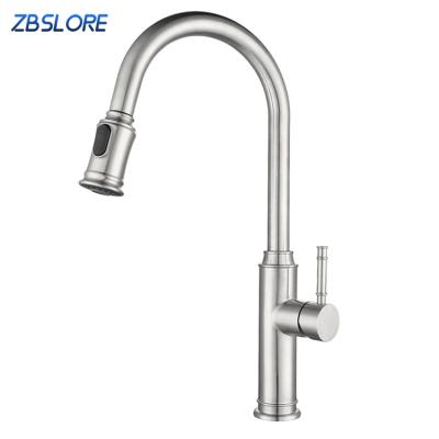 China Best Modern SUS304 Water Faucet Pull Out Single Hole One Handle Faucets For Kitchen Sink for sale