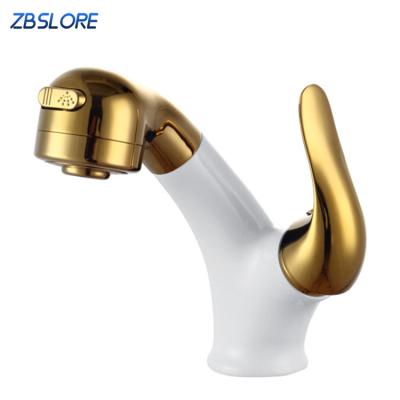 China White Bathroom Contemporary Faucet Mixer Basin Faucet Solid Brass OEM&ODM Retractable Basin Faucet for sale