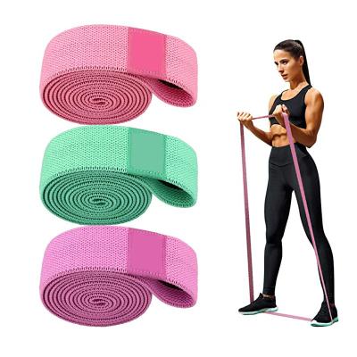 China Fabric +latex Logo Yoga Gym Exercise Custom Polyester Pull Up Long Aid Cotton Fabric Resistance Bands for sale