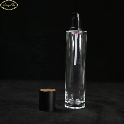 China Personal Care 120ml Custom Cosmetic Cylinder Packaging Clear Glass Dropper Bottle for sale