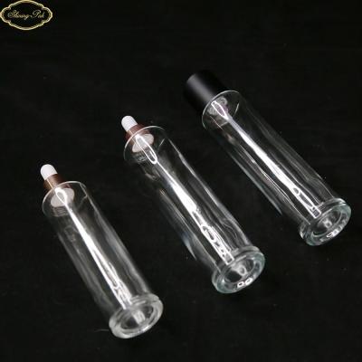 China Clear Personal Care 100ml Cylinder Perfume Glass Bottle Perfume With Glass Dropper For Hair Oil Used for sale