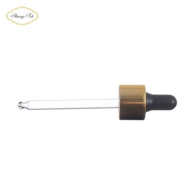 China Non Spill In Stock 18/410 Gold Shiny Smooth Glass Pipette Aluminum Dropper for sale