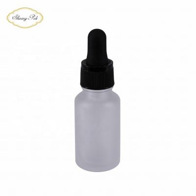 China Wholesale Stock 15ml Glass Essential Oil Personal Care Frosted Bottles With Black Dropper for sale