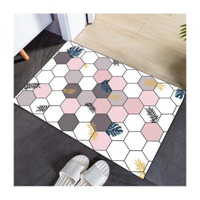 China Bedroom Washable Polygonal Square Floor Mat Kitchen Mat Floor Absorbent Bathroom Door Mat for sale