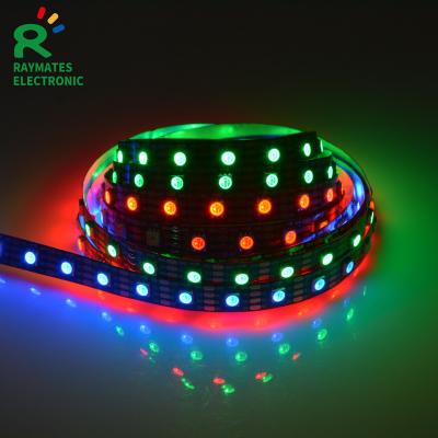 China Full Color Residential / Theme Park Accessible RGB HD107S 5050SMD DC 5V 60leds/m IC Control Led Pixel Strips Black PCB for sale