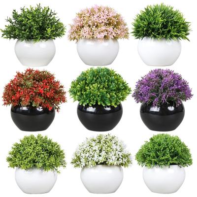 China Ceramic Plastic Bonsai Mini Potted Artificial Succulent Desktop Plastic Decor Flower Pot Plants Small In Pot for sale