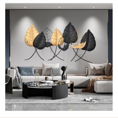 China Art Deco Modern Luxury Golden Leaves Macrame Wall Hanging Art Decorations for Living Room Bedrooms Entrance for sale