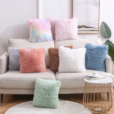 China Folded Solid Soft Shaggy Fur Cushion Cover Home Textile Pillow Case Sofa Decorative Pillow Cover Home Plush Cushion Cover for sale