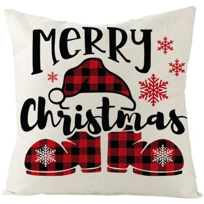 China Custom Merry Christmas Folded Elk Truck Red Gnome Pillow Cover Letters Printed Home Pillowcase Holiday Party Decoration Cushion Cover for sale