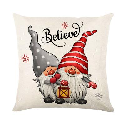 China 2023 New Custom Made Christmas Tile Cover Letter Print Home Sofa Cushion Cover Headrest Cushion Folded Canvas Amazon Christmas for sale