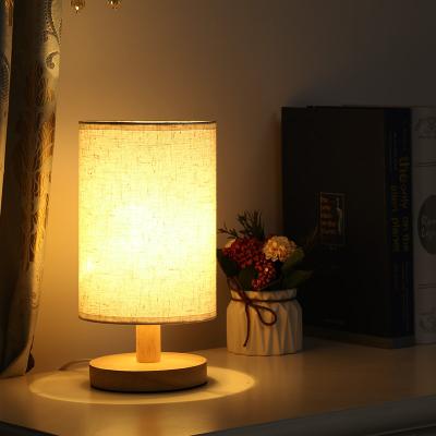 China Modern Remote USB Bedside Lamp Night Lights Wooden Table Lamp Bedroom Desk Lamp Bedside Light With Cylinder Home Decor for sale