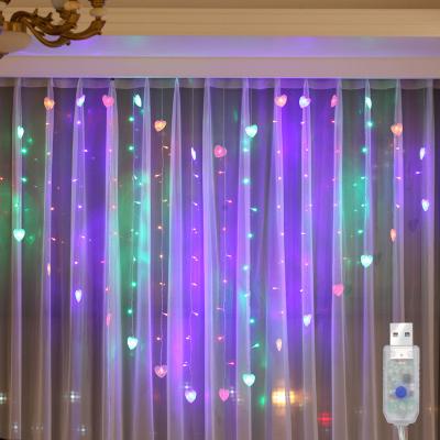 China NEW USB Decoration Lighting Love Heart Window Curtain LED String Fairy Light String For Weddings Indoor Outdoor Decoration for sale