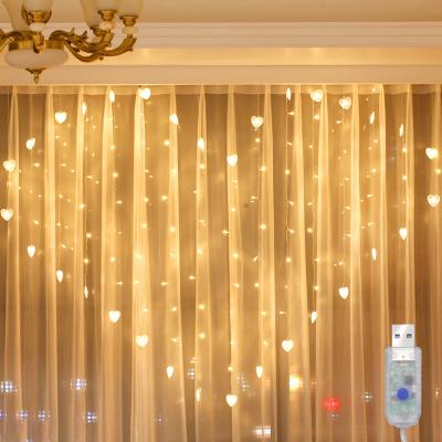 China NEW LED Love Heart String Light 2*1.5M Butterfly Curtain Light Wedding Party Garden Decor Light for sale