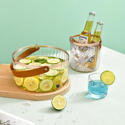 China Sustainable Custom food grade transparent plastic ice bucket with handle for sale