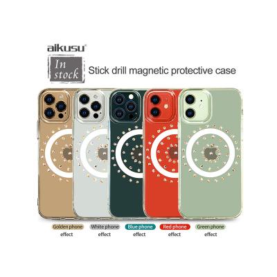 China Fancy Resin Dry Flower Diamond Shock Proof Phone Cases floral Logo With Magnet Custom Made For Iphone 13 pro Max Phone Case for sale