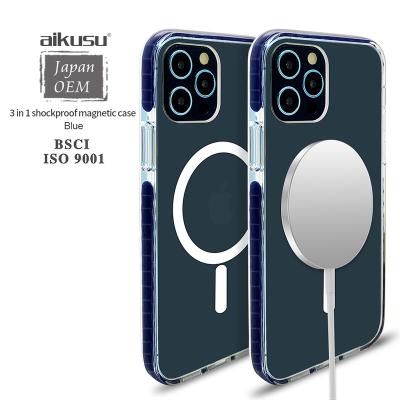 China 2020 Handphone Double Color Cheap Magnetic Transparent Silicone Shockproof Flexible Mobile Phone Case For Apple For Magsafe For Iphone 12 for sale