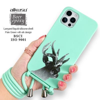 China 2021 Shockproof Silicone Cross - Body Cell Phone Cute Bear Rope Necklace Chain Case With Lanyard Strap For Iphone 12 X For Samsung A70 for sale