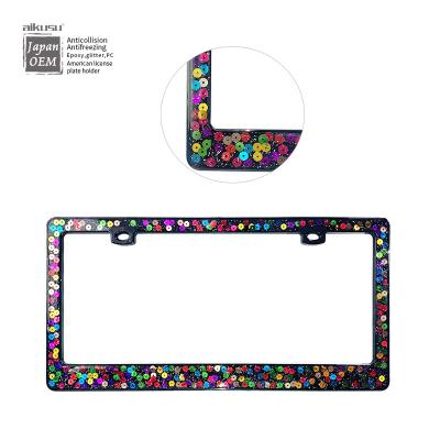 China OEM 2020 Glossy Stripes General Personality License Box USA and Canadian Latest Sublimation License Plate Frame for sale