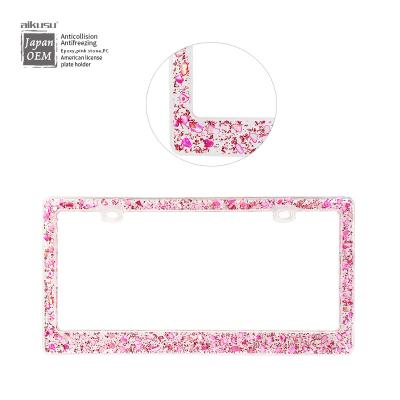 China OEM Shenzhen Boer Bling Rhinestone Plastic Car License Plate Frame Custom For Woman for sale