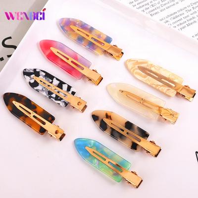 China Skin Care Makeup Hair Clip Korea Wholesale 7CM Tortoiseshell Acetate No Crease Hair Clips Pins No Bend Loop Clip For Hair for sale