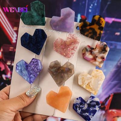 China Korean Hair Clips Design Customize 4CM Korean Heart To Shape Small Acetate Hair Clips Women Hair Clips Korean Hair Clips Girls Lovely for sale