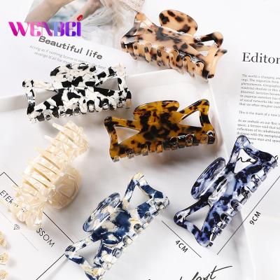 China Vintage Supplier Cellulose Acetate Vintage Supplier Cavity 9CM Hair Clip Handmade And Polish Wholesale Direct Accessories Geometric Hair Claws for sale