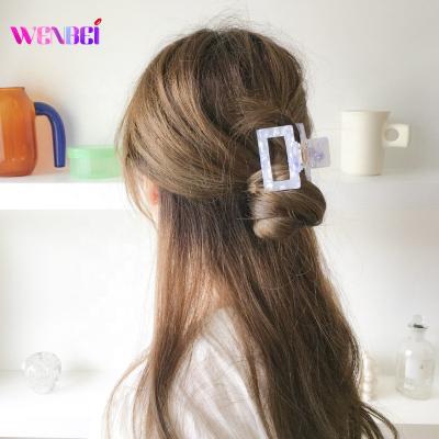 China Fashion Women's Hair Clip Accessories 5.2CM Square Elegant Style Korean Small Size Acrylic Hair Claws Handmade And Polish for sale