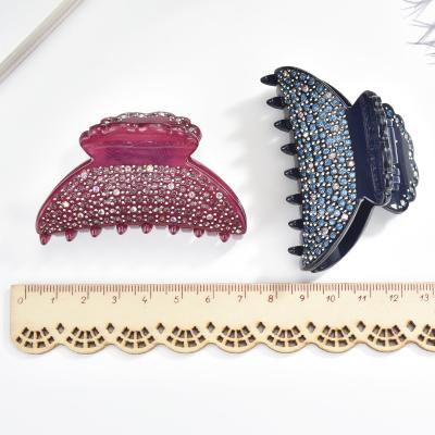 China Newest Environmental Friendly European And American Design Hair Claw 6.5cm Acrylic Hair Clip With Cystal For Women for sale