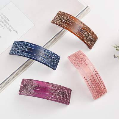 China New INS Amazon Style Environment Friendly Spring Acrylic Hair Clips 8cm Rectangle Crystal Hair Clip For Women for sale