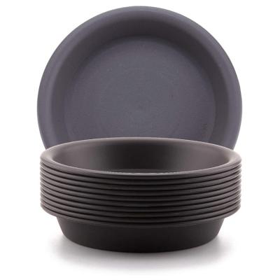 China Hot Selling Dark Gray Plastic Plant Saucer Resin Plant Pot Trays Flower Pot Trays Wholesale Pot Trays for sale