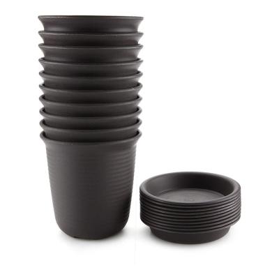 China Durable Material Promotional Products Flower Pots Plant Plastic Black Succulent Pot With Trays Plastic Flower Pots for sale