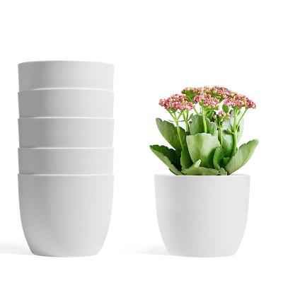 China Bestselling Minimalist Modern 6 Inch White Individual Watering Decorative Plastic Planter Plant Pots for sale