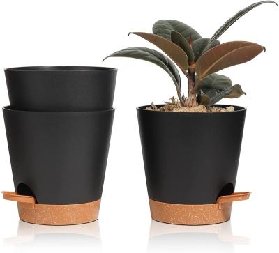 China Modern Fast Shipping 5 Inch Black Self Watering Plant Pot For Indoor And Balcony Garden Plant Pots Plastic for sale