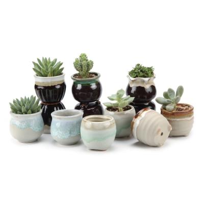 China Mini Size Top Selling Plant Succulent Pots With Drainage Holes Multi Color Ceramic Pots For Indoor Plants Mini Ceramic Pots for sale