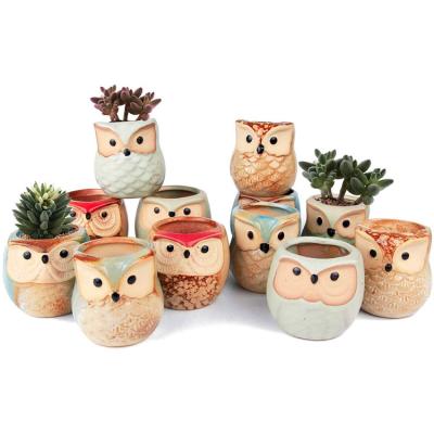 China Contemporary popular owl ceramic plant pots for cute animal succulent and cactus plant pots ceramic plant pots for sale