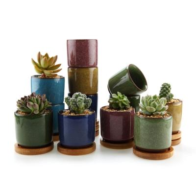 China With Drainage Hole Amazon Ice Slot 2.5inch Hot Selling Ceramic Flower Pot For Plants And Succulents Decoration Flower Pots for sale