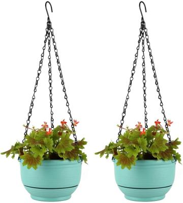 China CLASSIC Style Top Blue Terracotta Sale 23cm Hanging Flower Pots For Decoration And Outdoor Use Plant Hanging Pots With Water Tank for sale