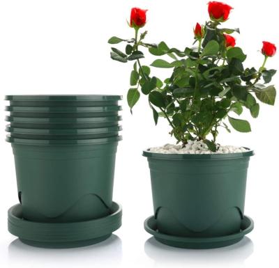 China With Saucers Garden Green Flower Pot Around Potted Plant Plastic Nursery Flower Pot for sale