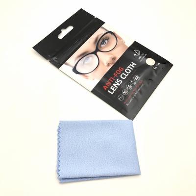 China Custom Made Eco-friendly Logo Printed Anti-Fog Lens Cloth Microfiber Natural Lens Cleaning Cloth for sale