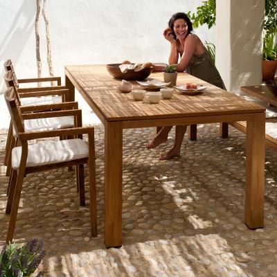 China Modern Design Nordic Modern Technology Teak Wire Draw Leisure Wood Dining Table Set Outdoor Furniture for sale